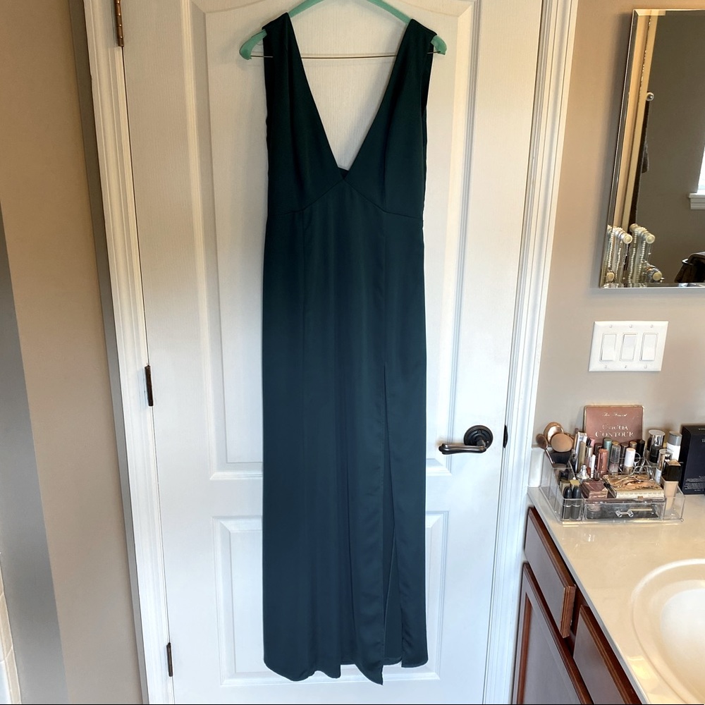 Dark Green Dress with Slit